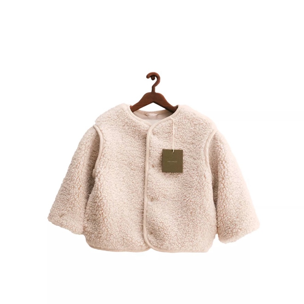 Zara Cream Sherpa Puffer Jacket